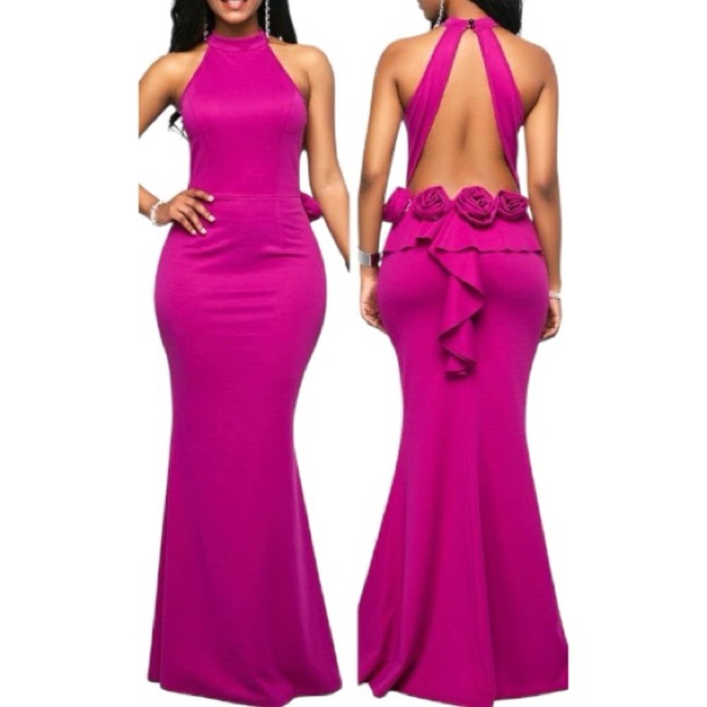 Elegant Magenta Evening Gown, Size: Small